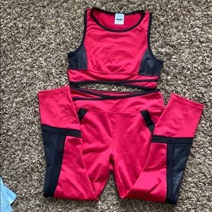 Two piece red and black sporty top and bottom